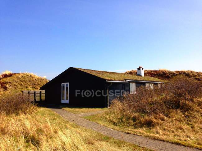 Vista panoramica della casa estiva tradizionale, Fanoe, Danimarca — Foto stock