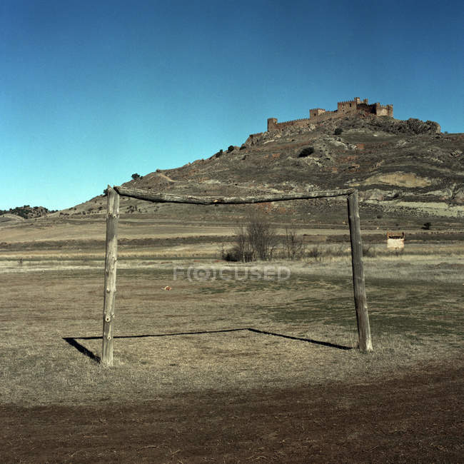 Scenic view of wooden goal post, Spain — Stock Photo