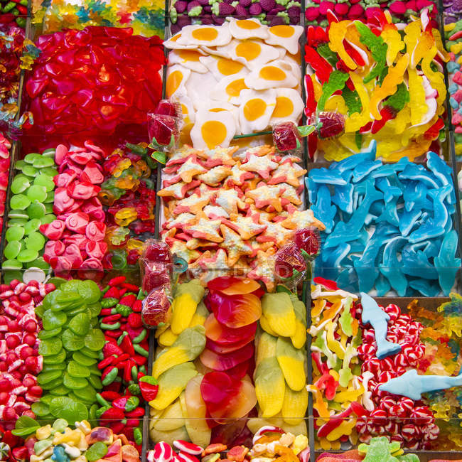 Vista da vicino di caramelle dolciarie colorate — Foto stock
