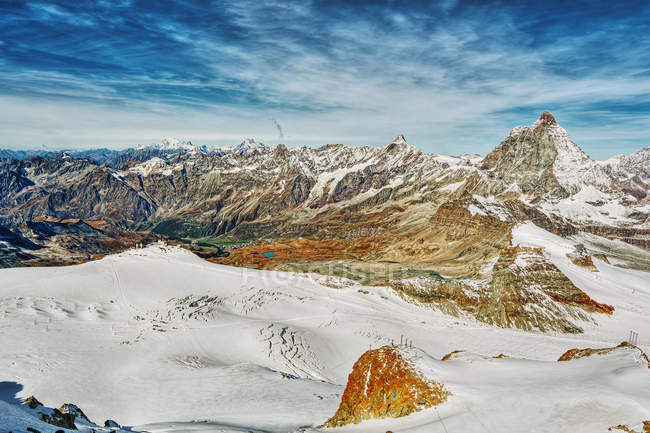 Hermosa vista del paisaje de montaña Matterhorn, Zermatt, Suiza - foto de stock