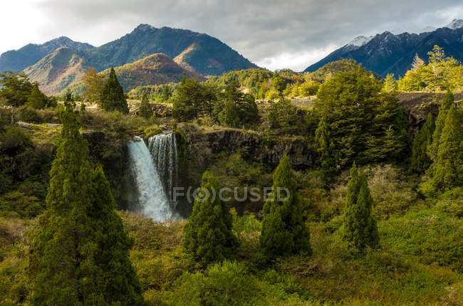 Vista panorámica de Cascadas Verdaderas, Parque Nacional Conguillio, Chile - foto de stock