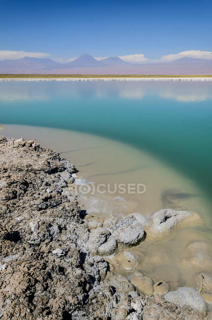 Bela vista da lagoa do cejar, deserto do Atacama, Chile — Fotografia de Stock