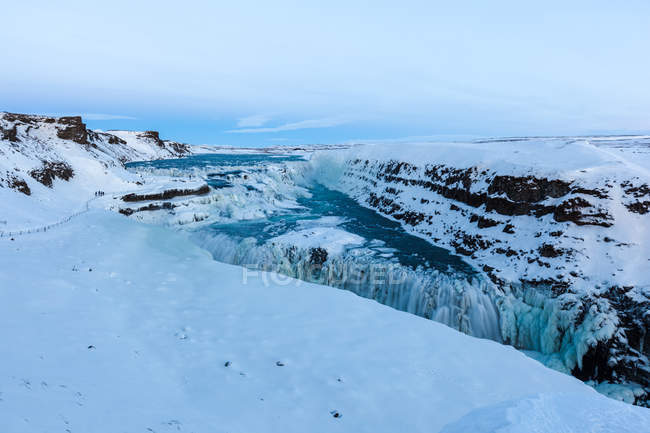 Vista panorâmica da cachoeira Gulfoss no inverno, Islândia — Fotografia de Stock