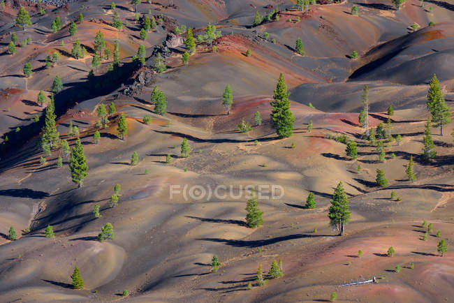 Живописный вид на клумбы из лавы, Национальный парк Линда, Калифорния, Америка, США — стоковое фото