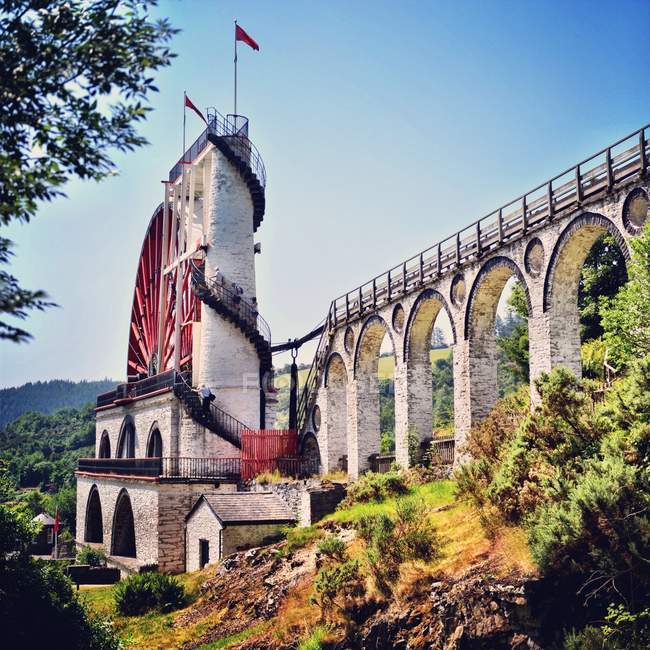 Scenic view of Laxey Wheel, Laxey, Isle of Man — Stock Photo