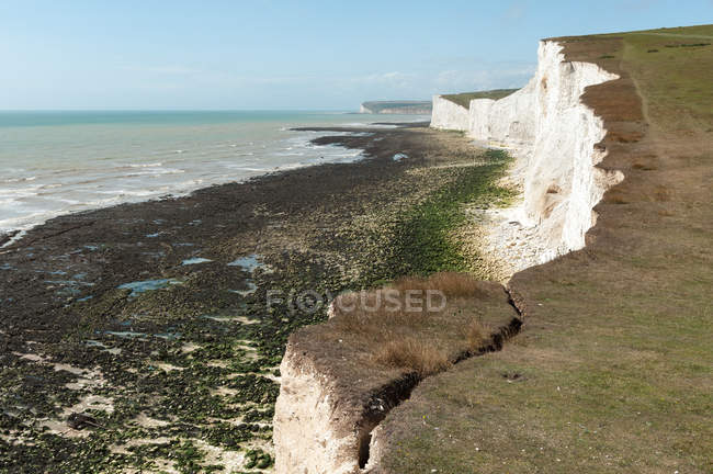 Erosione della falesia di Chalk sulla South Downs Way, East Sussex, Inghilterra, Regno Unito — Foto stock