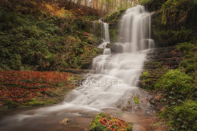 Scenic view of waterfall in forest, Spain — Stock Photo