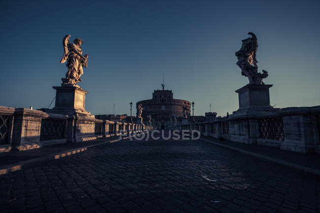 Scenic view of Ponte Sant Angelo at sunrise, Rome, Italy — Stock Photo