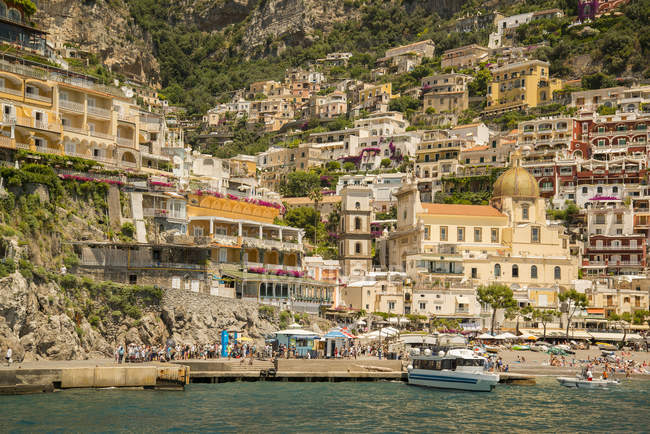 Vista panorámica de positano, costa amalfitana, Italia - foto de stock