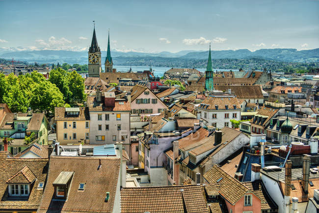 Blick auf die Skyline der Stadt, Zürich, Schweiz — Stockfoto