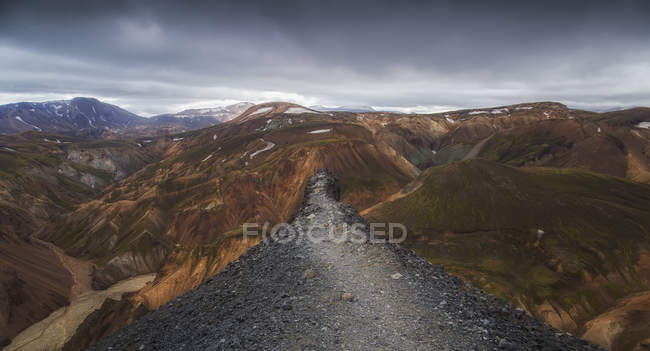 Vista panorâmica da paisagem montanhosa, Landmannalaugar, Islândia — Fotografia de Stock