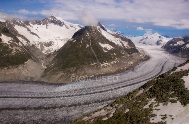 Vista aérea do glaciar eggishorn, Suíça — Fotografia de Stock