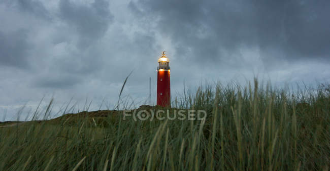 Texel маяка в сутінках, де Cocksdorp, Голландія — стокове фото