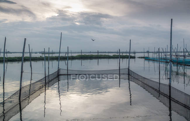 Scenic view of fishing pen in the sea — Stock Photo