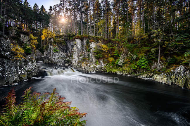 Majestätischer Wasserfall im Wald, Pattfall, Schottland, Großbritannien — Stockfoto