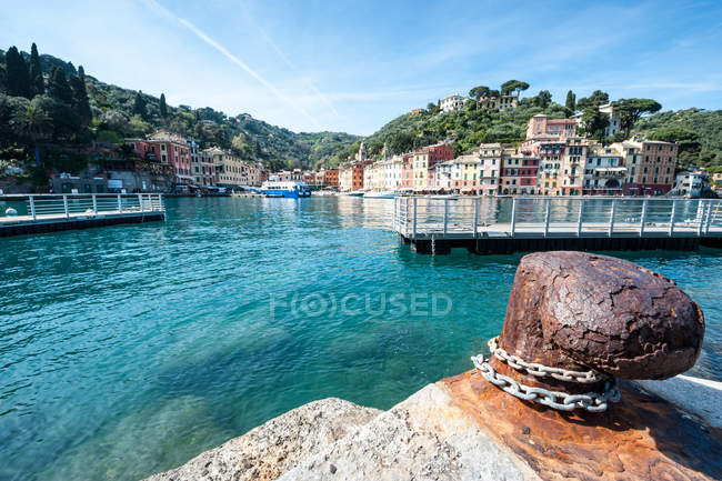 Vista panorámica del puerto de Portofino, Liguria, Italia - foto de stock