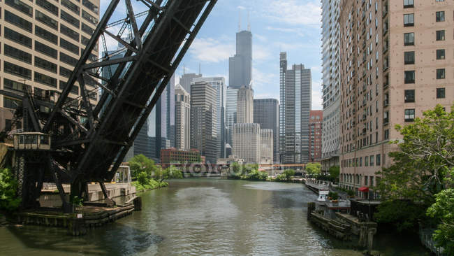Vista panorâmica de Chicago skyline, Illinois, EUA — Fotografia de Stock