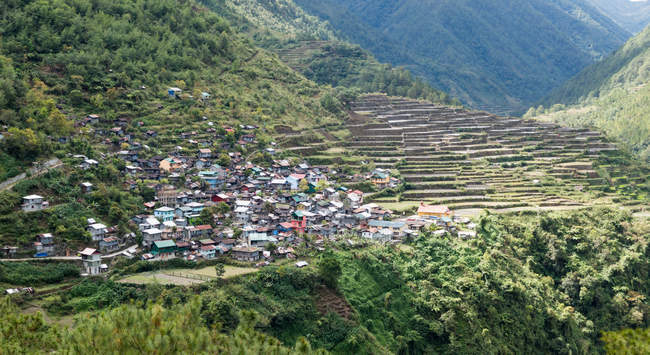 Vista panorámica de terrazas de arroz, Bayo Village, Filipinas - foto de stock