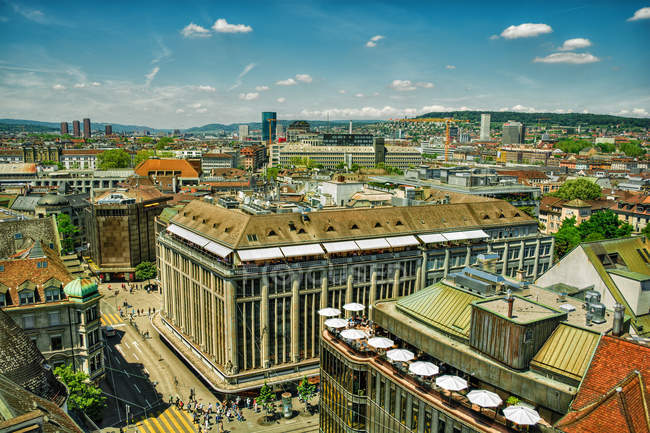Vista panorâmica da cidade skyline, Zurique, Suíça — Fotografia de Stock