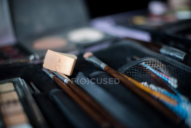 Close-up view of make-up brushes, selective focus — Stock Photo