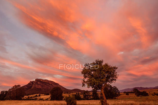 Nascer do sol sobre Mount Maroon, Queensland, Austrália — Fotografia de Stock