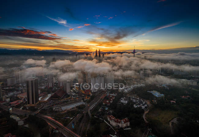 Veduta aerea di Kuala Lumpur all'alba, Malesia — Foto stock