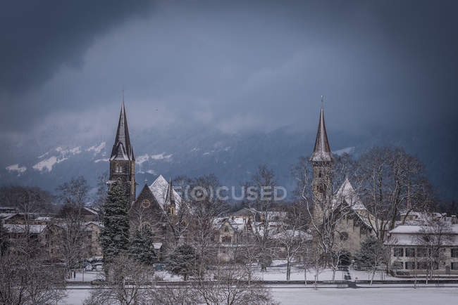 Мальовничим видом Інтерлакен взимку, Швейцарія — стокове фото