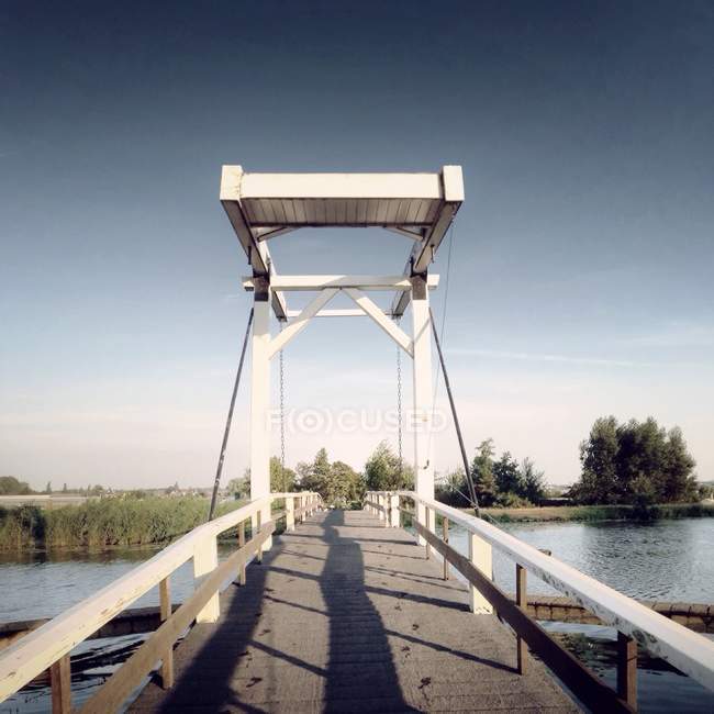 Scenic view of bridge across a river, Pijnacker, The Netherlands — Stock Photo
