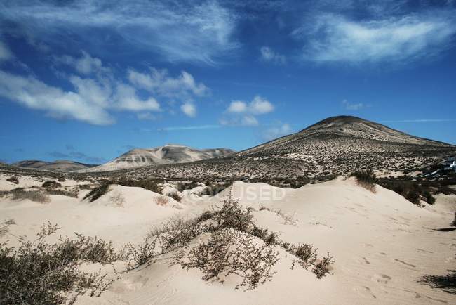 Vista panorámica del paisaje del desierto, España, Islas Canarias, Fuerteventura - foto de stock