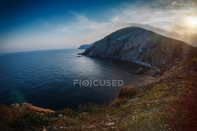 France, Languedoc-roussillon, scenic view of sunset at Cerbere — Stock Photo