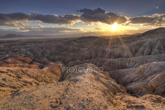Anza-borrego desert state park, sonnenuntergang in badlands, kalifornien, usa — Stockfoto