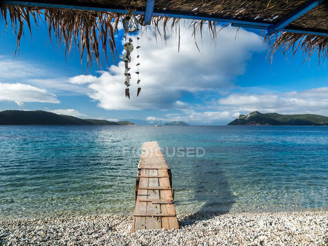 Vista panorâmica do cais no resort, Skorpios, Grécia — Fotografia de Stock