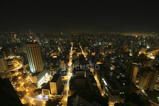High angle view of city at night, Sao Paulo, Brazil — Stock Photo