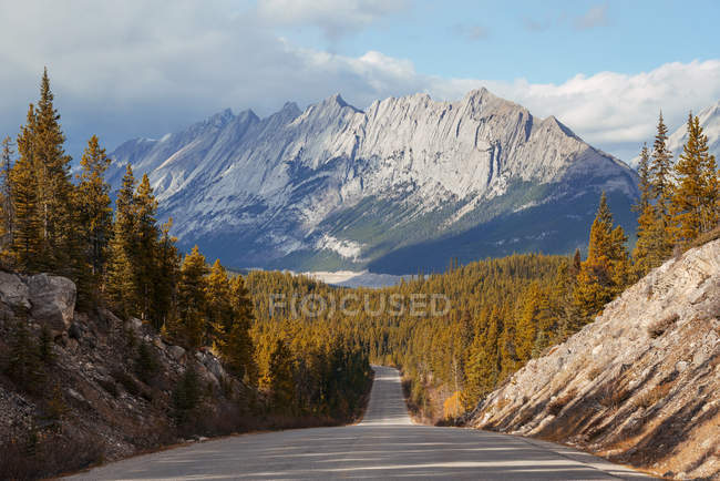 Мальовничий вид на прямій дорозі, Альберта, Канада — стокове фото