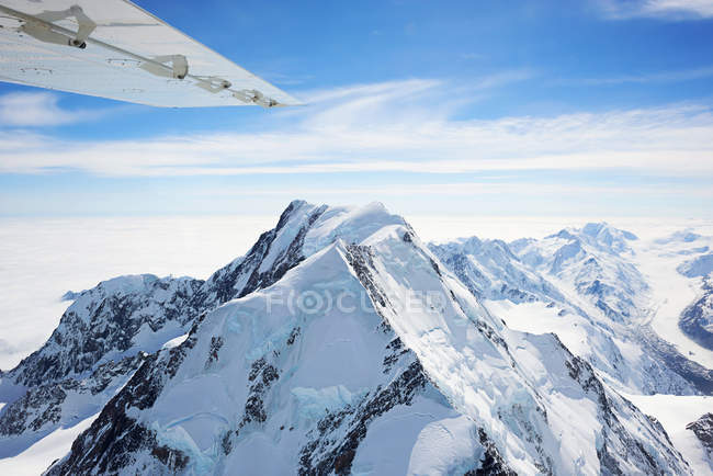 Новая Зеландия, Мон Кук, видимый с самолета — стоковое фото