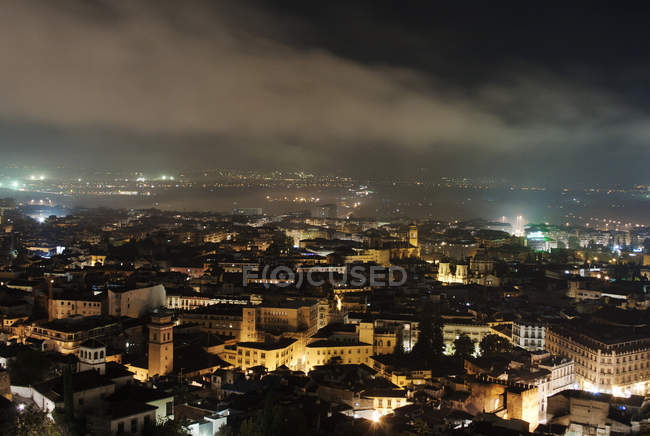 Spain, Granada, Birds eye view of city at night — Stock Photo