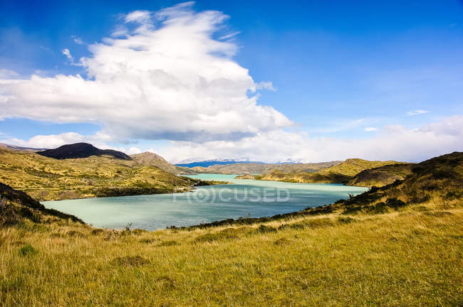 Мальовничий вид на Pehoe озеро, Чилі, Маґальянес, Торрес дель Пайне Національний парк — стокове фото