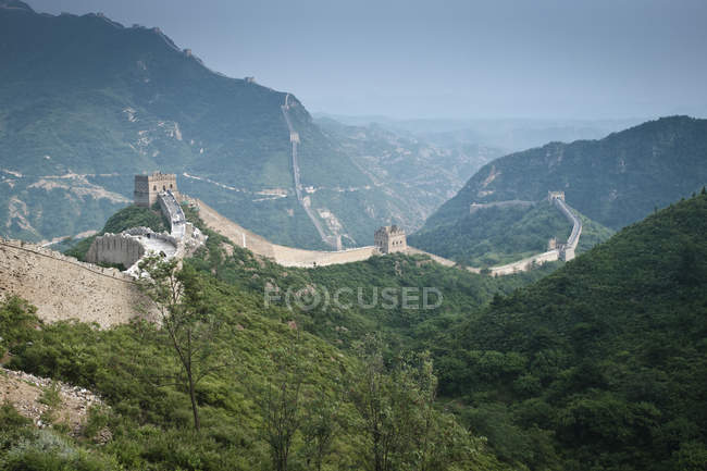 Malerischer Blick auf große Mauer aus China, jinshanling, China — Stockfoto