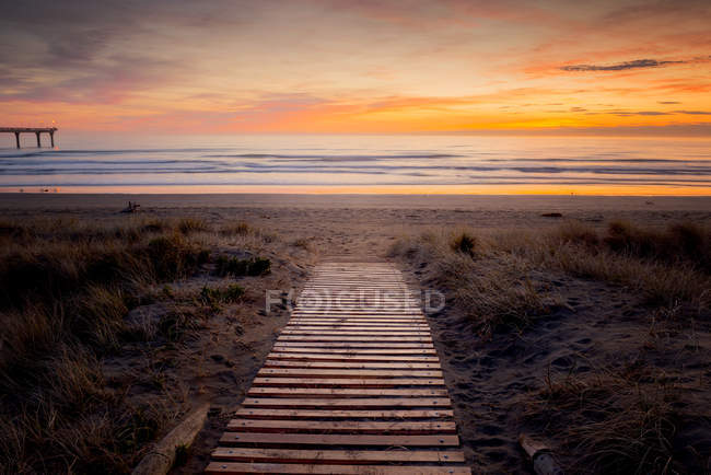 New Zealand, Christchurch, scenic view of beach at sunset — Stock Photo