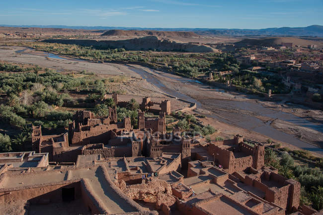 Aerial view of Ait-Ben-Haddou town, Morocco — Stock Photo