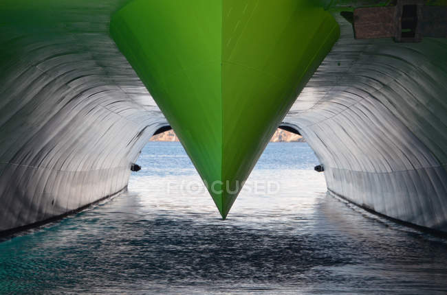 Greece, Naxos, Green keel of catamaran fast ferry — Stock Photo