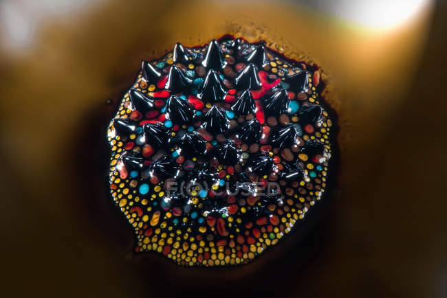 Closeup view of Ferrofluid liquid abstract pattern — Stock Photo