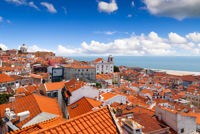 Scenic view of Alfama From Miradouro de Santa Luzia, Lisbon, Portugal — стокове фото