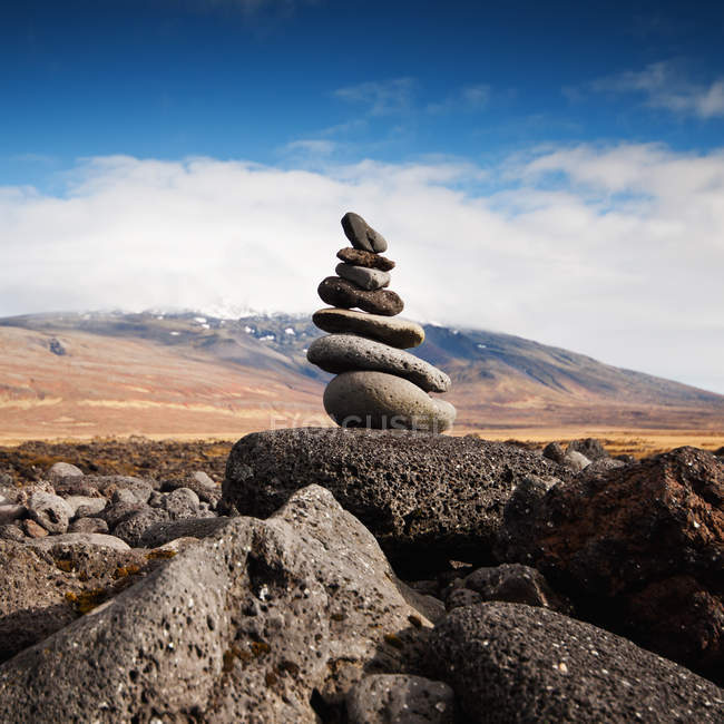 Vista panoramica di pila di rocce, Snaefellsjokull, Islanda — Foto stock