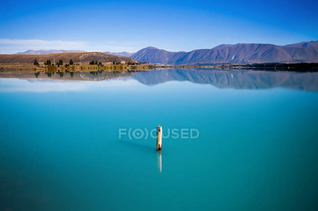 Vista panoramica sul lago Ruataniwha, Bacino di Mackenzie, Isola del Sud, Nuova Zelanda — Foto stock