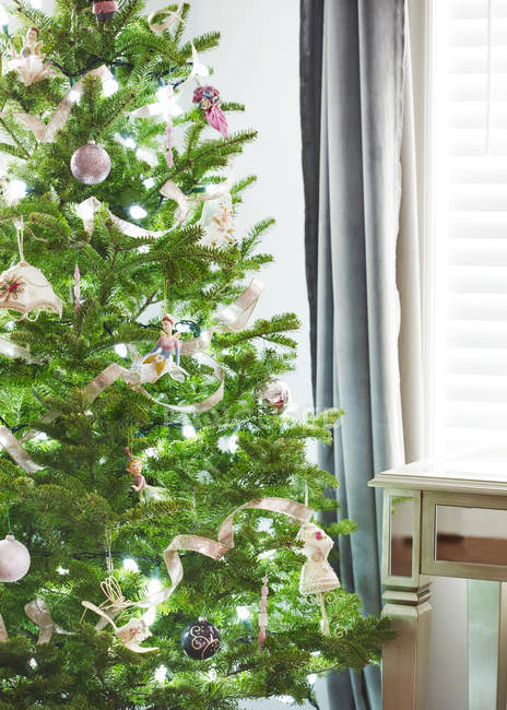 Primer plano vista del abeto verde árbol de Navidad - foto de stock