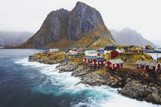 Cabañas de pescadores, Lofoten, Noruega - foto de stock