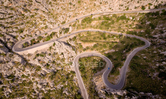 Luftaufnahme der Bergstraße, Mallorca, Spanien. — Stockfoto