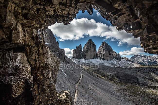 Trois cimes chaîne de montagnes, Dolomites, Italie — Photo de stock