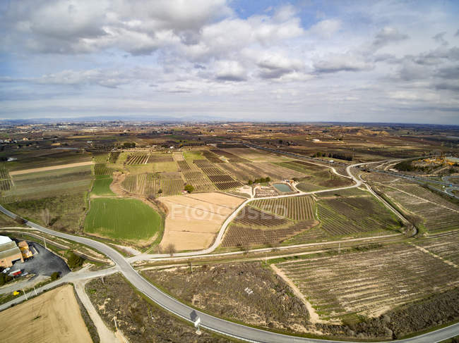 Vue aérienne champs agricoles de Lleida, Espagne — Photo de stock